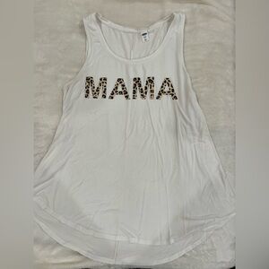Custom White Swing Tank Top with Leopard Print 'MAMA'